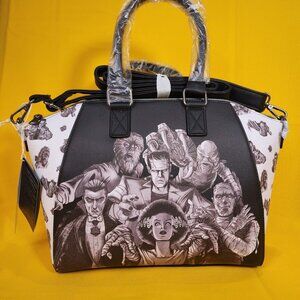 Loungefly Universal Monsters Group Black White Halloween Satchel HandBag NEW